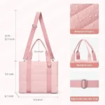 Custom Travel Tote Bag for Women Work Puffer Laptop Crossbody Bags with Zipper Quilted Gym Tote Purse Shoulder Handbags - Image 3