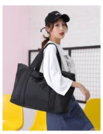 European and American Fashion Simple Solid Color Ladies Shoulder Bag Nylon Waterproof Travel Handbag for Women - Image 6